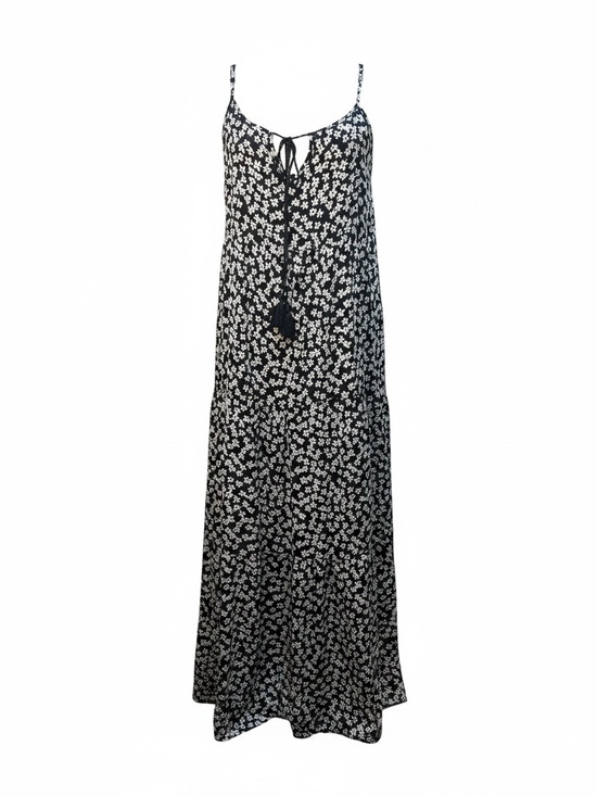 LuLaRoe Dresses & Skirts - Lularoe Navy White Floral Maxi Dress Tassel Tie Sleeveless NWOT Size [Size L]